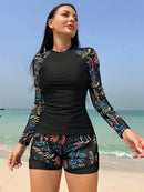 Conjunto UV Feminino Manga Longa com Short Tropical