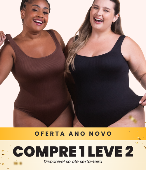 2 Bodys Shaper Canelado - Compre 1 Leve 2