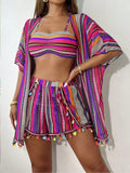 Top 10 Sand Tropical – Conjunto Praia 4 Peças com Kimono – Estampa Geométrica Verão 2026